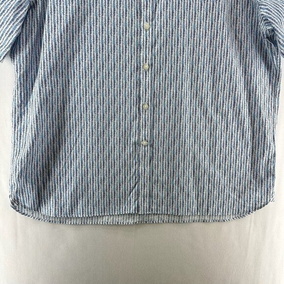 Pronto Uomo Shirt Mens Sz 2XL Herringbone Button Down Short Sleeve Cotton Blue - Picture 4 of 10